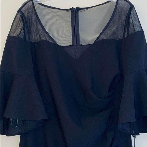 Calvin Klein Sheer Top MIDI Dress Black Size 6 - Picture 2 of 8